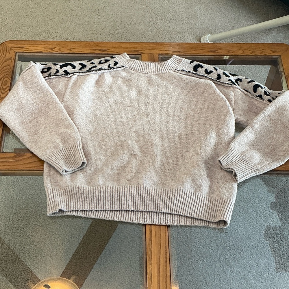 Source Unknown Beige Sweater with Animal Print Accents - Picture 5 of 5